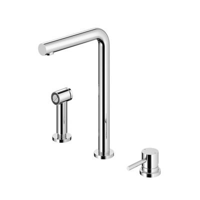 Hotbath Fellow Robinet de cuisine 3 trous avec douchette extractible chrome