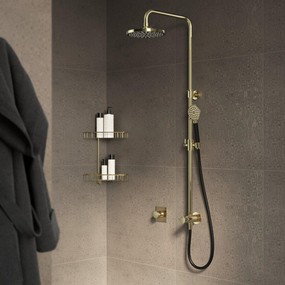 Hotbath Cobber M438 ensemble de douche de pluie avec inverseur et flexible de douche 150 cm avec pomme de douche de tête ronde 20 cm douchette ronde blanc mat