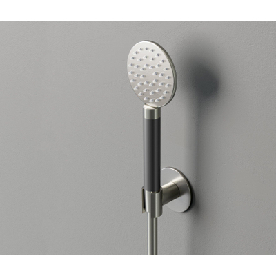 Hotbath Cobber M444 ronde handdouche met wandsteun en doucheslang 150cm zwart chroom hoogglans SHOWROOMMODEL