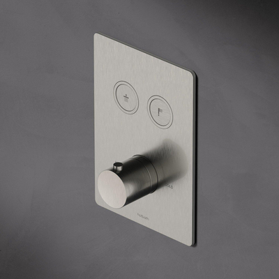 Hotbath Cobber partie visible pour robinet thermostatique encastré avec 2 boutons poussoirs nickel brossé