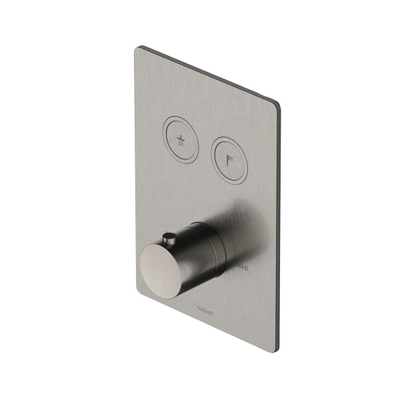 Hotbath Cobber Afbouwdeel inbouwthermostaat - met 2 pushbuttons - glans verouderd ijzer (zwart)