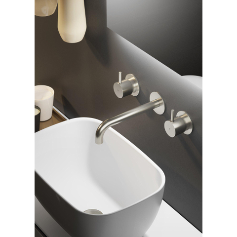 Hotbath Cobber Afbouwdeel ten behoeve van inbouw wastafelkraan - 18cm uitloop GN - geborsteld nikkel (RVS) SW1246735
