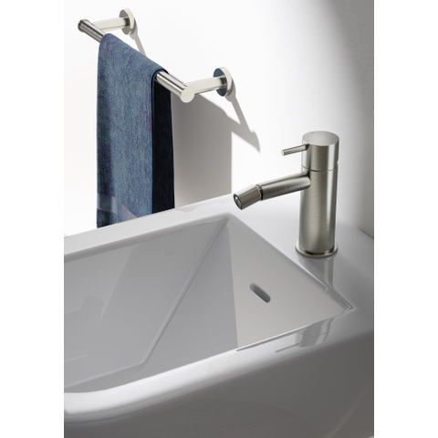 Hotbath Cobber Bidetmengkraan L-uitloop - zonder waste - geborsteld nikkel (RVS) SW73690