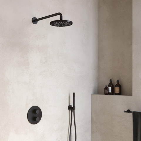 Hotbath Cobber IBS20A Regendoucheset - inbouw - 35cm wandarm - 20cm ronde hoofddouche - staafhanddouche - geborsteld nikkel (RVS) SW230002