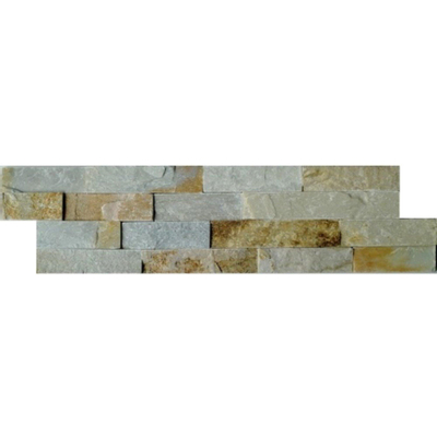 Kerabo Wandtegel Schiste flatface stonepanel beige slate 15x60x1/2 cm Natuursteenlook Breukruw Beige