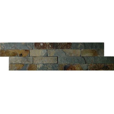 Kerabo Wandtegel Schiste flatface stonepanel rusty slate 15x60x1/2 cm Natuursteenlook Breukruw Multi