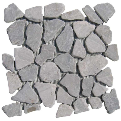 Kerabo Carreau de sol et de mur tessons de marbre gris clair tambourinés mixte aspect pierre naturelle gris par pièce SW88463