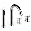 Wiesbaden Cross 4 gats badrandthermostaat chroom afbouwset SW62532 Wiesbaden Cross 4 gats badrandthermostaat chroom afbouwset SW62532