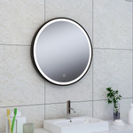 Wiesbaden Maro spiegel rond met LED, dimbaar en spiegelverwarming 60 cm mat zwart SW296067