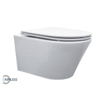 Wiesbaden Vesta Wandcloset - rimless - met Flatline toiletzitting - softclose en quickrelease - glans wit SW95715