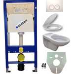 Geberit UP100 Kit avec cuvette et abattant WC Neptunus et plaque de commande Delta 21 blanc SW96086