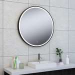 Wiesbaden Maro miroir rond avec LED, dimmable et chauffage miroir 80 cm mat noir SW296044