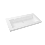 Wiesbaden Vision lavabo simple sans trou de robinet 100x46x5,5 cm en marbre synthétique brillant blanc SW95824