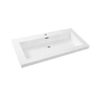 Wiesbaden Cubic Lavabo en marbre artificiel à 1 trou de robinetterie 100x47cm blanc