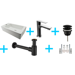 Wiesbaden One Pack Mini Rhea Lavabo WC gauche avec Casma noir