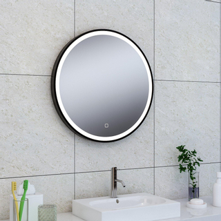 Wiesbaden Maro miroir rond avec LED, dimmable et chauffage miroir 60 cm mat noir