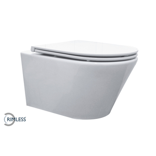 Wiesbaden Vesta WC suspendu rimless avec abattant Flatline softclose et quick release brillant blanc