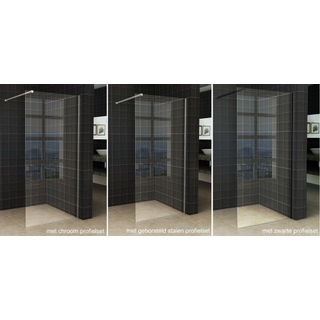Wiesbaden Slim glaswand 140x200cm met 8mm helder nano glas zonder profiel en stabilisatiestang TWEEDEKANS