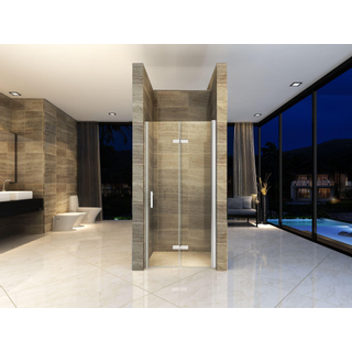 Wiesbaden Maki Porte de niche pliante droite 1000 x 2000 x 8 mm verre clair nano chrome