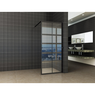 Wiesbaden Maaz Douche à l'italienne avec grille et porte-serviettes 1200 x 2000 x 10 mm verre clair/noir mat