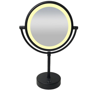 Wiesbaden Miroir grossissant sur pied avec lumière LED sur batterie noir mat
