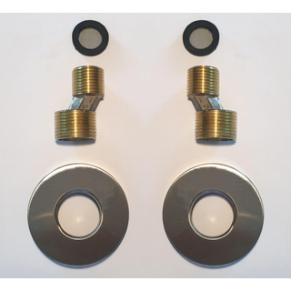 Xellanz Rio set s-koppelingen met rozet voor kraan 15 cm 1/2" x 3/4" geborsteld staal