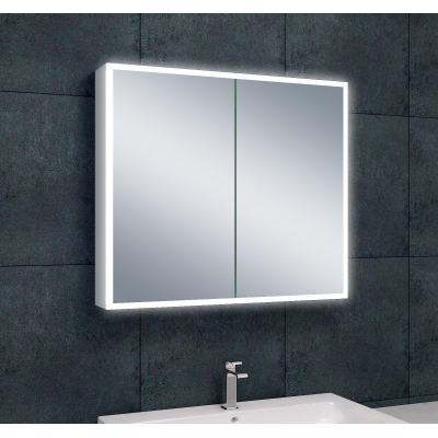 Wiesbaden Quatro Armoire miroir 80x70x13cm avec éclairage avec prise de contact aluminium