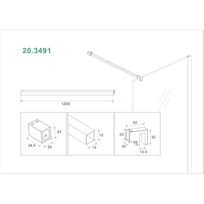 Wiesbaden Slim Barre de renfort 120cm noir mat