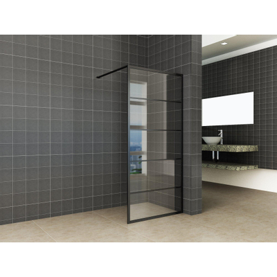Wiesbaden Horizon inloopdouche met raster 800 x 2000 x 8 mm nano helder glas/mat zwart