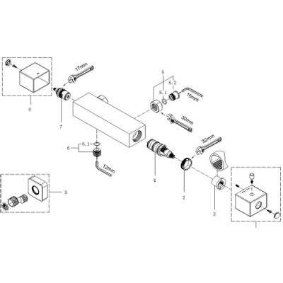 Wiesbaden Rombo thermostatische douchemengkraan chroom