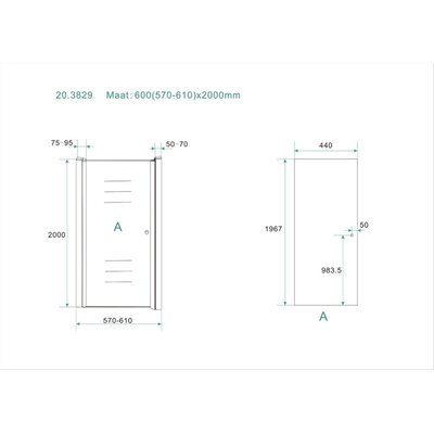 Wiesbaden Between nisdeur 600 x 2000 x 8 mm nano helder glas/chroom