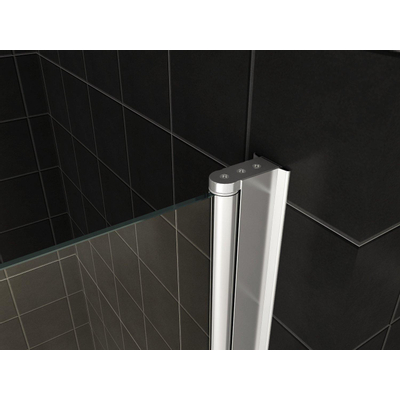 Wiesbaden Cinco Badwand draaibaar - 100x140cm - 6mm - nano helder glas - chroom