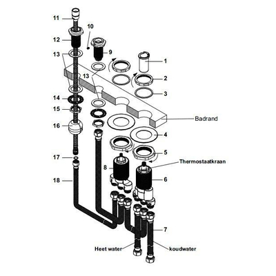 Wiesbaden Caral Corps encastré robinet thermostatique pour bord de baignoire 4 trous