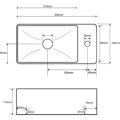 Wiesbaden Rhea XXS lavabo d'angle droite 30,5 x 18 x 11 cm céramique brillant blanc