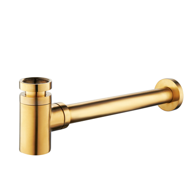 Wiesbaden Fonteinset Rhea S mini avec vasque à gauche quartz, robinet, siphon et bouchon de vidange en laiton brossé