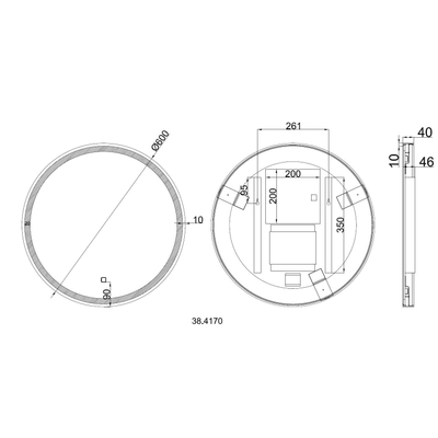 Wiesbaden Maro miroir rond avec LED, dimmable et chauffage miroir 60 cm mat noir