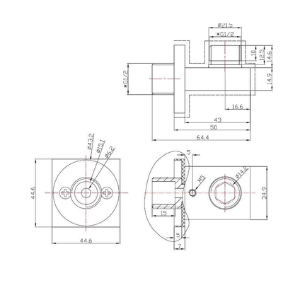 Wiesbaden Wandaansluitbocht vierkant 1/2" chroom