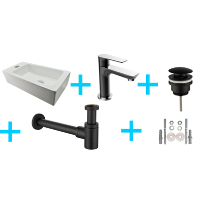 Wiesbaden One Pack Mini Rhea Lavabo WC gauche avec Casma noir