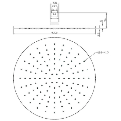 Wiesbaden UniMatch Douche de tête ronde 30 x 0,8 cm chrome