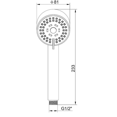 Wiesbaden Unimatch Cadans handdoucheset - met handdouche - 3 standen - diameter 8cm doucheslang en wandhouder kantelbaar - geborsteld staal (RVS)
