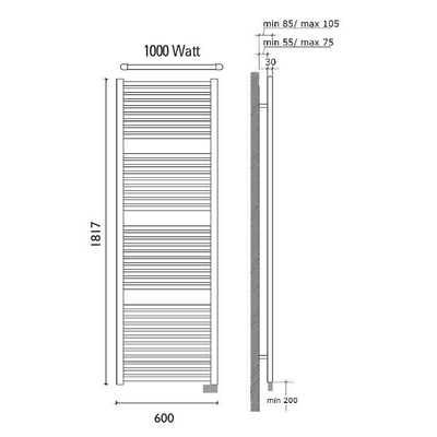 Wiesbaden Elara elektrische radiator 181,7 x 60 cm wit
