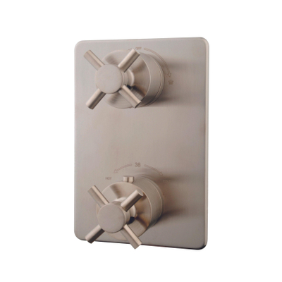 Xellanz Cross partie apparente pour mitigeur thermostatique encastré 2 voies acier brossé PVD
