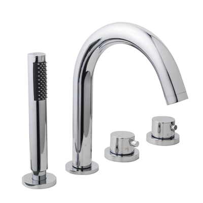 Wiesbaden Caral Mitigeur thermostatique de bord de baignoire 4 trous partie apparente avec partie encastrée chrome