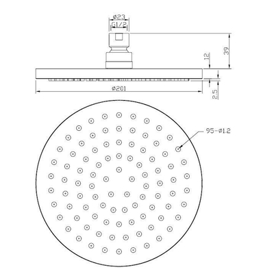 Wiesbaden Unimatch douche de tête - 20cm - rond - 1 jet - chromé