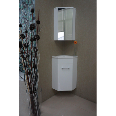 Xellanz Lena hoek fonteinkast met wastafel met 1 kraangat en spiegelkast 50x85x25cm wit