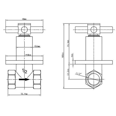 Xellanz Cross robinet d''arrêt encastré 1/2'' chrome