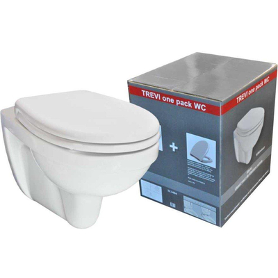 Xellanz Trevi cuvette suspendue raccourcie Kiwa avec abattant Menir softclose et quick release blanc brillant