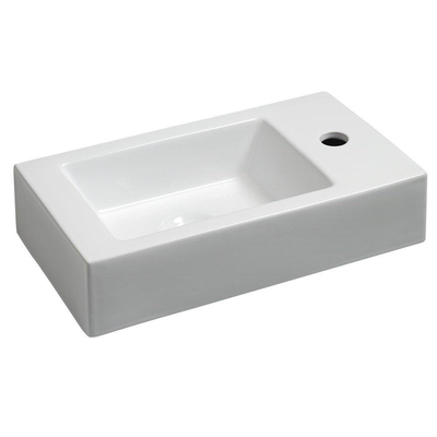 Wiesbaden Rhea L lavabo droit 45,5 x 26 x 12 cm céramique brillant blanc