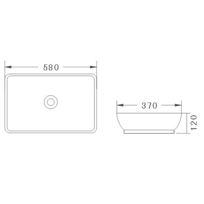 Wiesbaden Karé vasque à poser rectangulaire 58 x 36 x 11,5 cm céramique mat noir