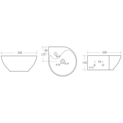 Wiesbaden Porta lave-mains d'angle 35 x 35 x 14,5 cm blanc brillant